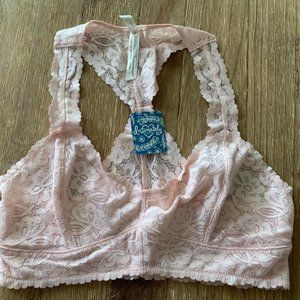 Free People Bralette Lace Pale Pink Large NWT